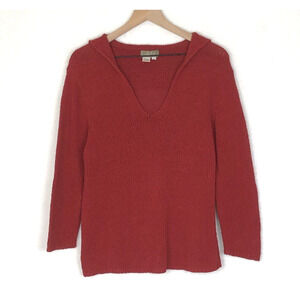 VTG THE TERRITORY AHEAD Silk Cotton Sweater Women's‎ Sz M Red Sailor Collar L/S